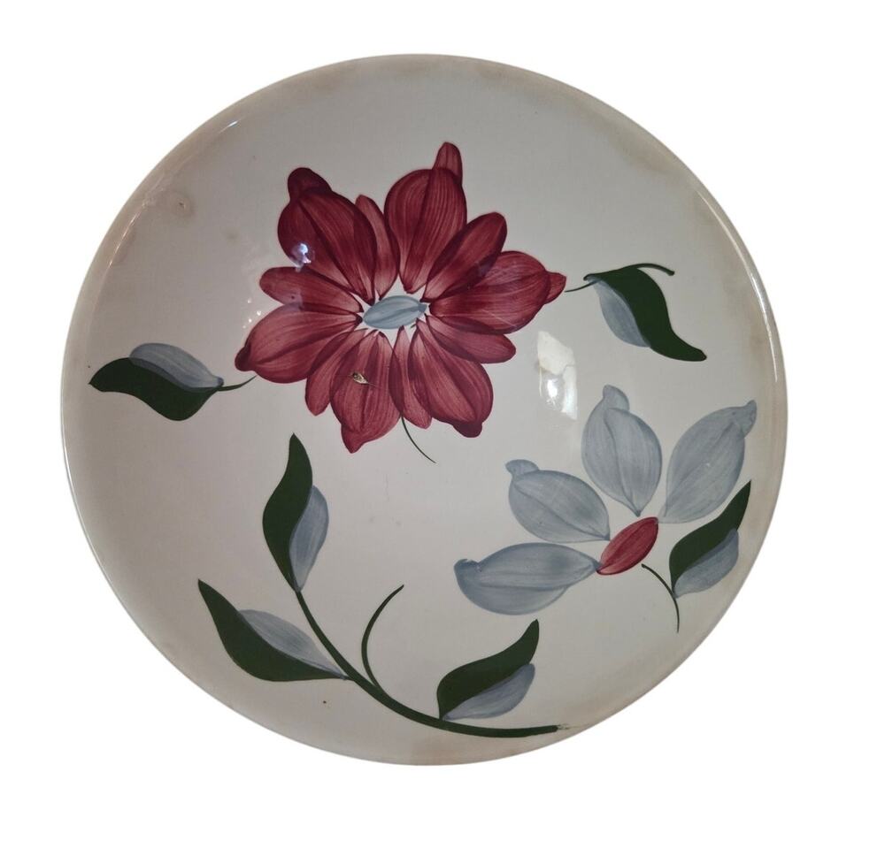 Vtg Blue Ridge Pottery Large BOWL Serving Dish Deep Pink Flower
